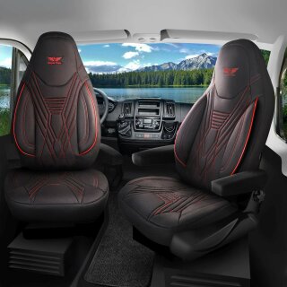Sitzbezüge passend für 2 in1- Mobil Wohnmobil (Schwarz-Rot) 850P002
