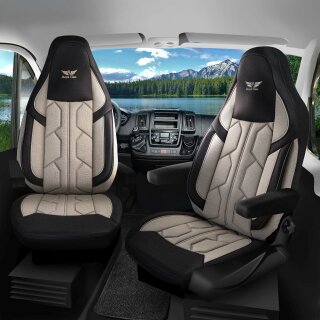 Sitzbezüge passend für Joko Wohnmobil (Beige-Schwarz) 1098P043