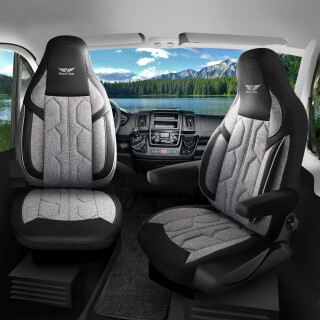 Sitzbezüge passend für Globe Traveller Wohnmobil (Hellgrau-Schwarz) 1098P073