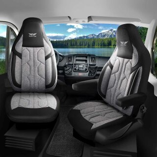 Sitzbezüge passend für Peugeot Wohnmobil (Hellgrau-Schwarz) 1098P073