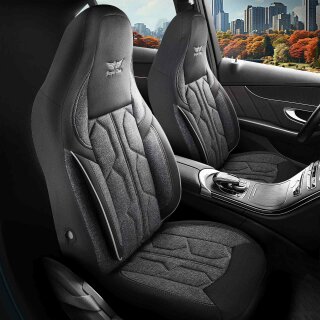Sitzbezüge (Pilot) passend für Peugeot 3008 in Dunkelgrau Schwarz 1098P057