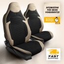 2x Sitzbez&uuml;ge (Pilot) passend f&uuml;r Skoda Fabia in Schwarz Beige 1256P015