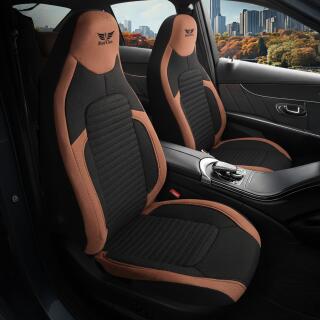 2x Sitzbezüge (Pilot) passend für Mercedes Benz G-Klasse in Braun Schwarz 1256P018