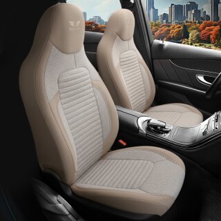 2x Sitzbezüge (Pilot) passend für Peugeot 4008 in Beige Schwarz 1256P040