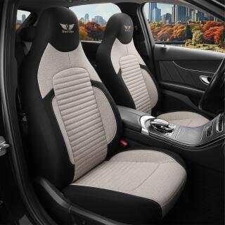 2x Sitzbezüge (Pilot) passend für Audi A4 in Beige Schwarz 1256P043