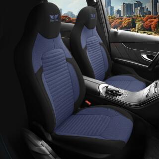 2x Sitzbezüge (Pilot) passend für BMW 5er in Blau Schwarz 1256P093