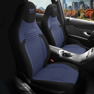 2x Sitzbezüge (Pilot) passend für Peugeot 208 in Blau Schwarz 1256P093