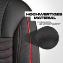 Transporter Sitzbez&uuml;ge f&uuml;r Fiat Doblo 2023+ in Schwarz Rot 130803002R ma&szlig;geschneidert 2+1