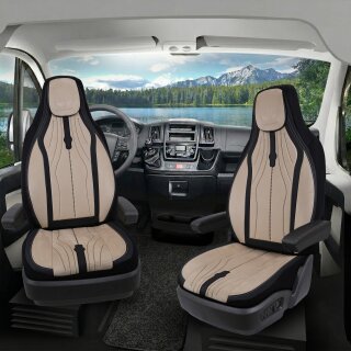 Sitzbezüge passend für 2 in1- Mobil Wohnmobil (Beige-Schwarz) DLX2089