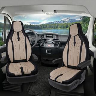 Sitzbezüge passend für Vario Mobil Wohnmobil (Beige-Schwarz) DLX2089