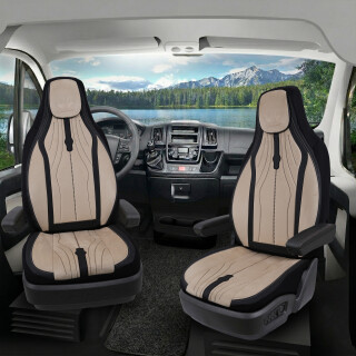 Sitzbezüge passend für Weinsberg Wohnmobil (Beige-Schwarz) DLX2089