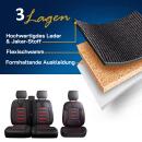 Transporter Sitzbez&uuml;ge f&uuml;r Nissan NV400 in Schwarz Rot 1303002R ma&szlig;geschneidert 2+1