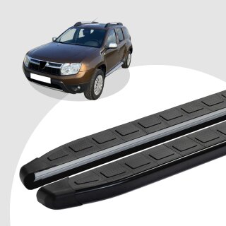 Trittbretter passend für Dacia Duster ab 04/2010-12/2017 (Model: DOLU, Farbe: Schwarz) mit ABE