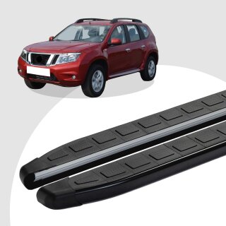 Trittbretter passend für Nissan Terrano 3 ab 04/2010-12/2017 (Model: DOLU, Farbe: Schwarz) ABE