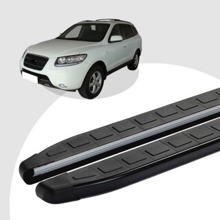 Trittbretter passend für Hyundai Santa Fe ab 10/2005-12/2012 (Model: DOLU, Farbe: Schwarz) ABE