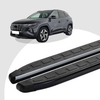 Trittbretter passend für Hyundai Tucson ab 05/2015-2020 (Model: DOLU, Farbe: Schwarz) mit ABE
