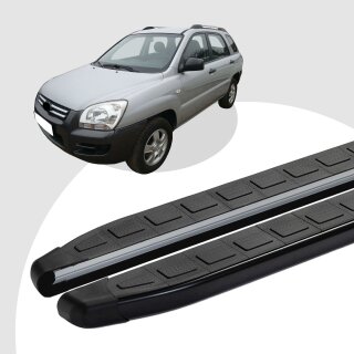 Trittbretter passend für Kia Sportage ab 09/2004-12/2010 (Model: DOLU, Farbe: Schwarz) mit ABE