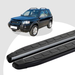 Trittbretter passend für Land Rover Freelander 02/1998-10/2006 (Model: DOLU, Farbe: Schwarz) ABE