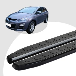 Trittbretter passend für Mazda CX-7 ab 06/2006-12/2014 (Model: DOLU, Farbe: Schwarz) mit ABE