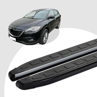 Trittbretter passend für Mazda CX-9 ab 01/2007-12/2015 (Model: DOLU, Farbe: Schwarz) mit ABE