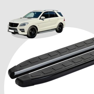 Trittbretter passend für Mercedes ML W166 ab 06/2011-02/2015 (Model: DOLU, Farbe: Schwarz) ABE