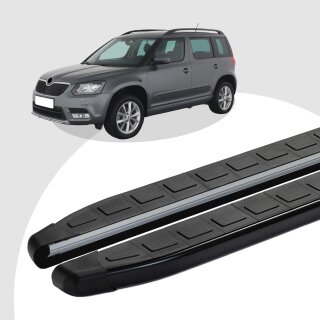 Trittbretter passend für Skoda Yeti ab 05/2009-12/2017 (Model: DOLU, Farbe: Schwarz) mit ABE