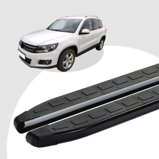 Trittbretter passend für VW Tiguan ab 09/2007-12/2016 (Model: DOLU, Farbe: Schwarz) mit ABE