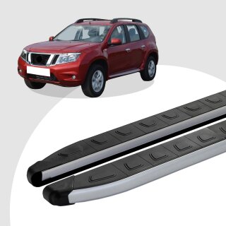 Trittbretter passend für Nissan Terrano 3 ab 04/2010-12/2017 (Model: DOLU, Farbe: SIlber) ABE