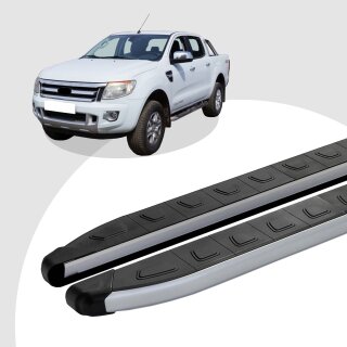 Trittbretter passend für Ford Ranger ab 01/2005-07/2012 (Model: DOLU, Farbe: SIlber) mit ABE