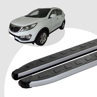 Trittbretter passend für Kia Sportage ab 09/2009-12/2015 (Model: DOLU, Farbe: SIlber) mit ABE