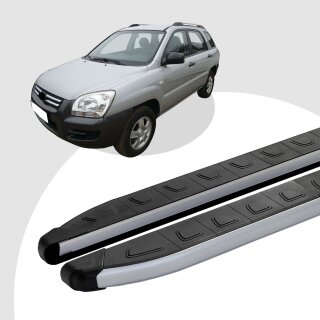 Trittbretter passend für Kia Sportage ab 09/2004-12/2010 (Model: DOLU, Farbe: SIlber) mit ABE