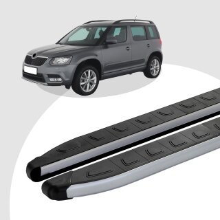 Trittbretter passend für Skoda Yeti ab 05/2009-12/2017 (Model: DOLU, Farbe: SIlber) mit ABE