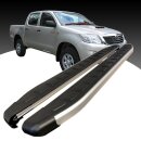 Trittbretter passend f&uuml;r Toyota Hilux Vigo 08/2004-12/2015 (Model: DOLU, Farbe: SIlber) mit ABE