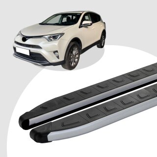 Trittbretter passend für Toyota Rav 4 ab 12/2012-12/2018 (Model: DOLU, Farbe: SIlber) mit ABE