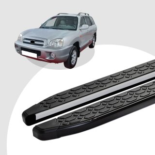 Trittbretter passend für Hyundai Santa Fe 11/2000-03/2006 (Model: LAVA, Farbe: Schwarz) mit ABE