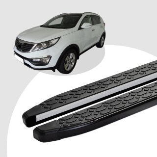 Trittbretter passend für Kia Sportage ab 09/2009-12/2015 (Model: LAVA, Farbe: Schwarz) mit ABE