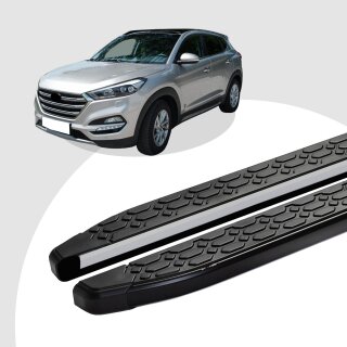 Trittbretter passend für Hyundai Tucson 08/2004-11/2010 (Model: LAVA, Farbe: Schwarz) mit ABE