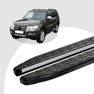 Trittbretter passend für Mitsubishi Pajero ab 11/2006 (Model: LAVA, Farbe: Schwarz)