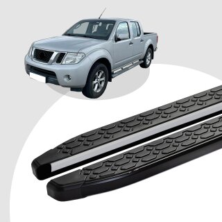 Trittbretter passend für Nissan Navara 10/2004-12/2015 (Model: LAVA, Farbe: Schwarz) mit ABE