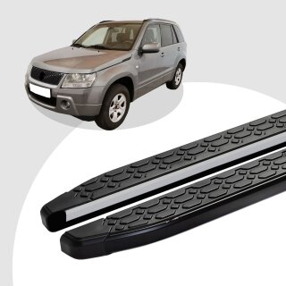 Trittbretter passend für Suzuki Grand Vitara ab 04/2005+ (Model: LAVA, Farbe: Schwarz) mit ABE