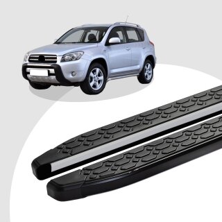 Trittbretter passend für Toyota Rav 4 ab 06/2005-12/2013 (Model: LAVA, Farbe: Schwarz) mit ABE