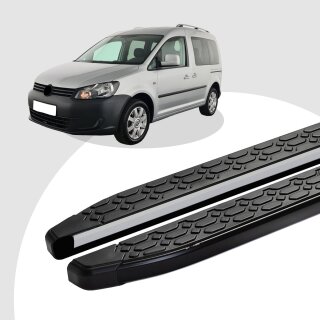 Trittbretter passend für VW Caddy ab 03/2004-05/2015 (Model: LAVA, Farbe: Schwarz) mit ABE