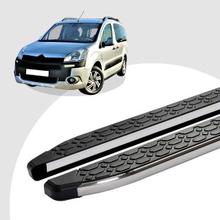 Trittbretter passend für Citroen Berlingo ab 04/2008-12/2018 (Model: LAVA, Farbe: Silber) ABE