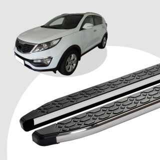 Trittbretter passend für Kia Sportage ab 09/2009-12/2015 (Model: LAVA, Farbe: Silber) mit ABE