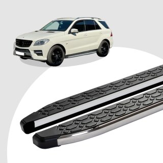 Trittbretter passend für Mercedes ML W166 ab 06/2011-02/2015 (Model: LAVA, Farbe: Silber) ABE