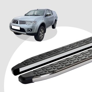 Trittbretter passend für Mitsubishi L200 01/2004-12/2022 (Model: LAVA, Farbe: Silber) mit ABE