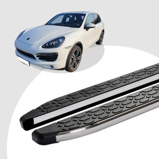 Trittbretter passend für Porsche Cayenne 06/2010-12/2017 (Model: LAVA, Farbe: Silber) mit ABE