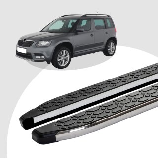 Trittbretter passend für Skoda Yeti ab 05/2009-12/2017 (Model: LAVA, Farbe: Silber) mit ABE