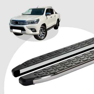 Trittbretter passend für Toyota Hilux Revo ab 05/2015 (Model: LAVA, Farbe: Silber) mit ABE