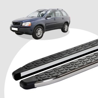 Trittbretter passend für Volvo XC90 ab 06/2002-12/2014 (Model: LAVA, Farbe: Silber) mit ABE